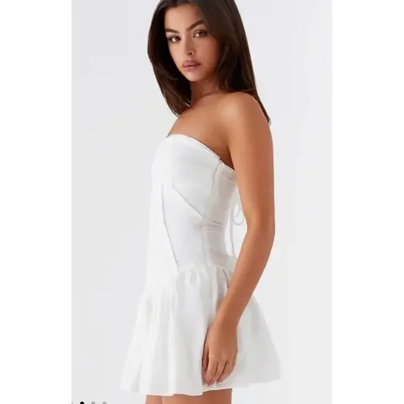 Peppermayo Exclusive - Larnie Linen Mini Dress - White Size 14 NWT - Picture 3 of 8
